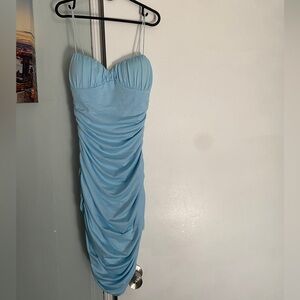 ❤️❤️ Built In Bra Baby Blue Ruched Fitted Dress